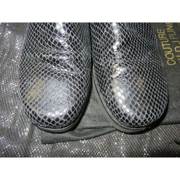 Donald J Pliner Shiny Black Italian Leather Snakeskin Embossed Couture Mules 6.5 - Picture 2 of 10